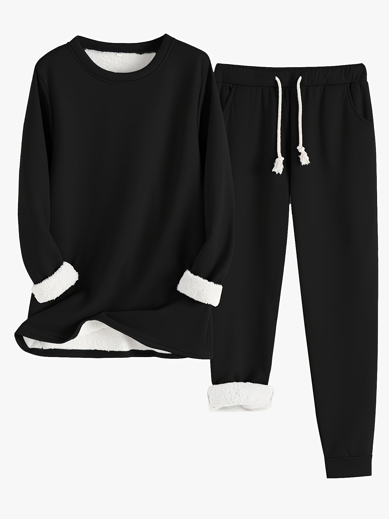 Elise® | Effen Warme Trui en Joggingsbroek Set