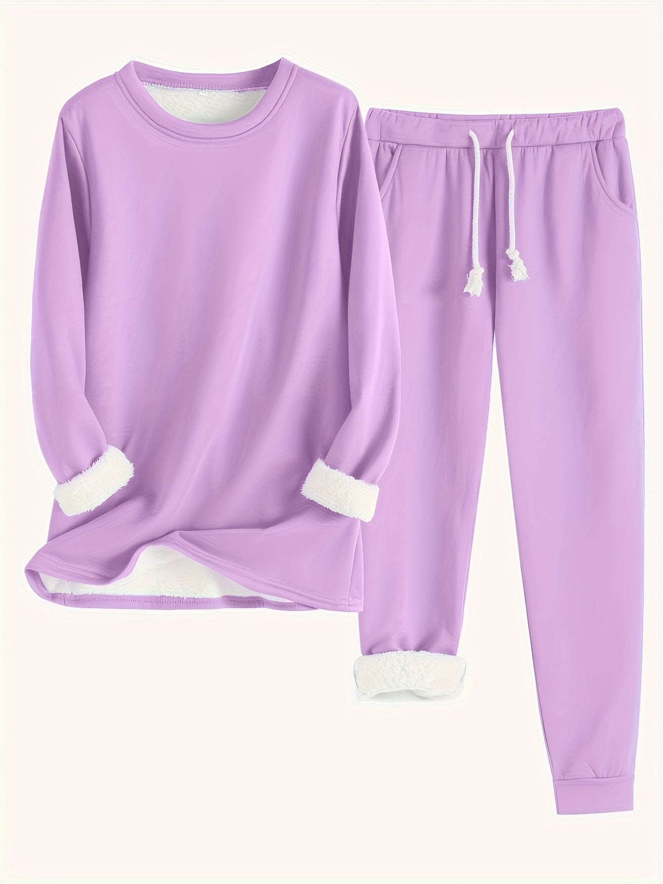 Elise® | Effen Warme Trui en Joggingsbroek Set