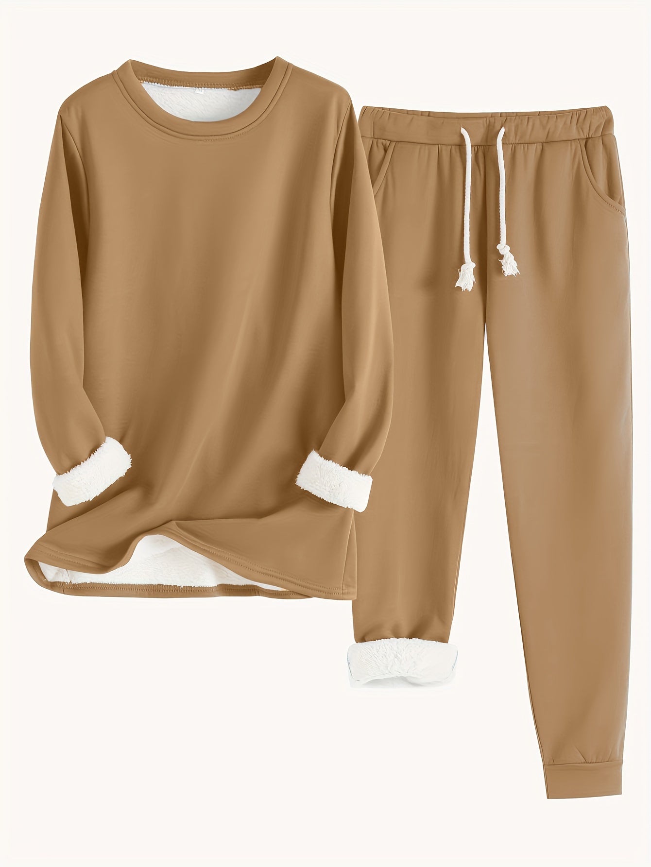 Elise® | Effen Warme Trui en Joggingsbroek Set