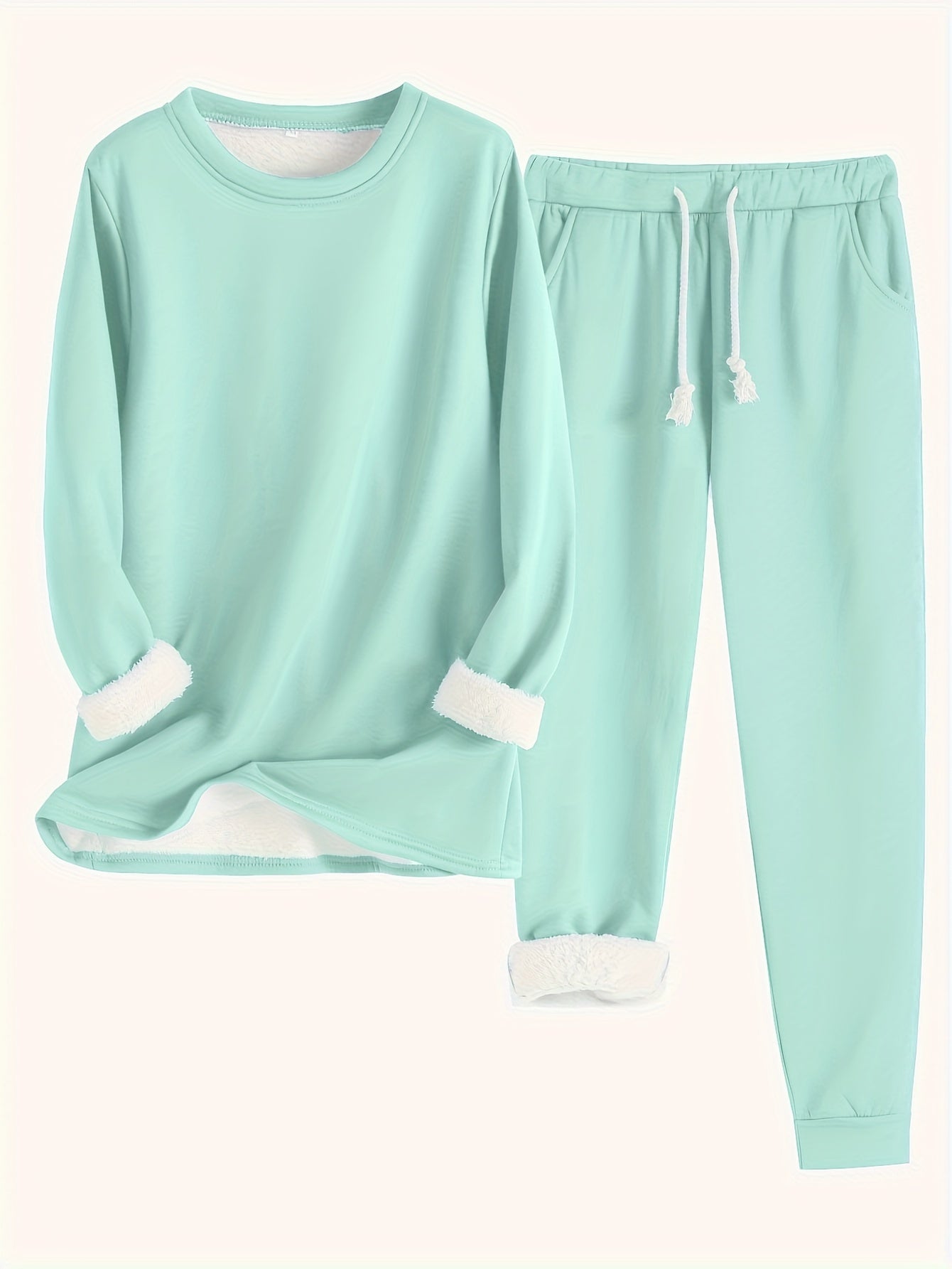 Elise® | Effen Warme Trui en Joggingsbroek Set